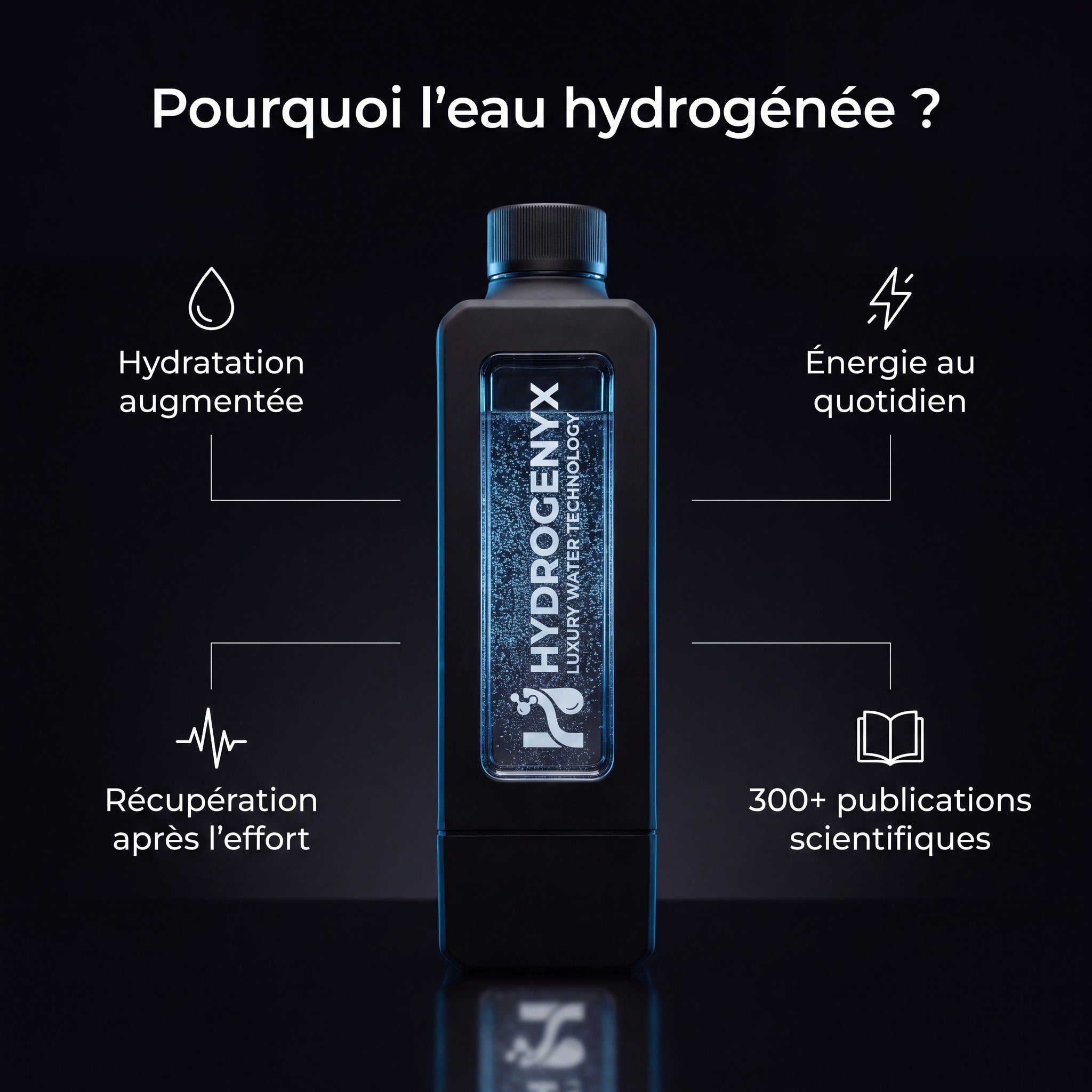 Bénéfices HYDROGENYX Flask : récupération, énergie, routine bien-être