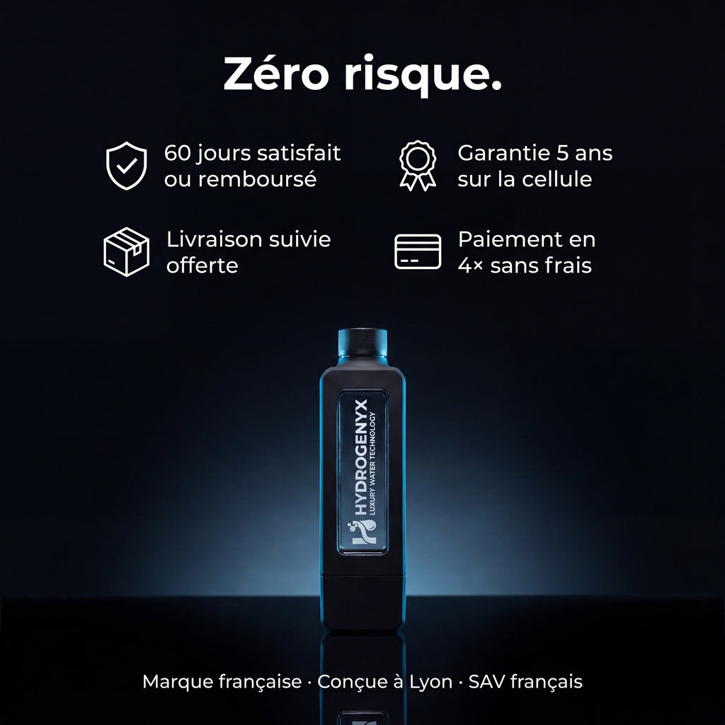 Garanties HYDROGENYX : livraison offerte, 5 ans, satisfait ou remboursé 60 jours