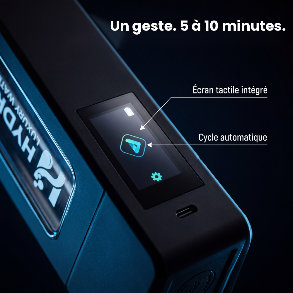 HYDROGENYX Flask — écran tactile intégré, cycle automatique 5 à 10 minutes